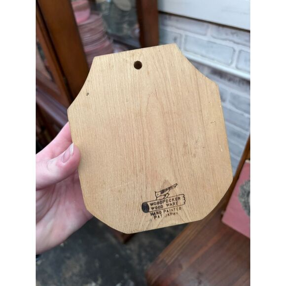 VTG 50s Woodpecker wood ware chicken meat pressed hinged or wall decor EXCELLENT - Picture 3 of 3